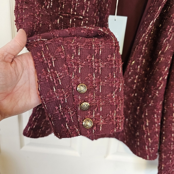 Hill House The Valentina Jacket Tweed Blazor Burgundy Maroon Jacket - Picture 7 of 10